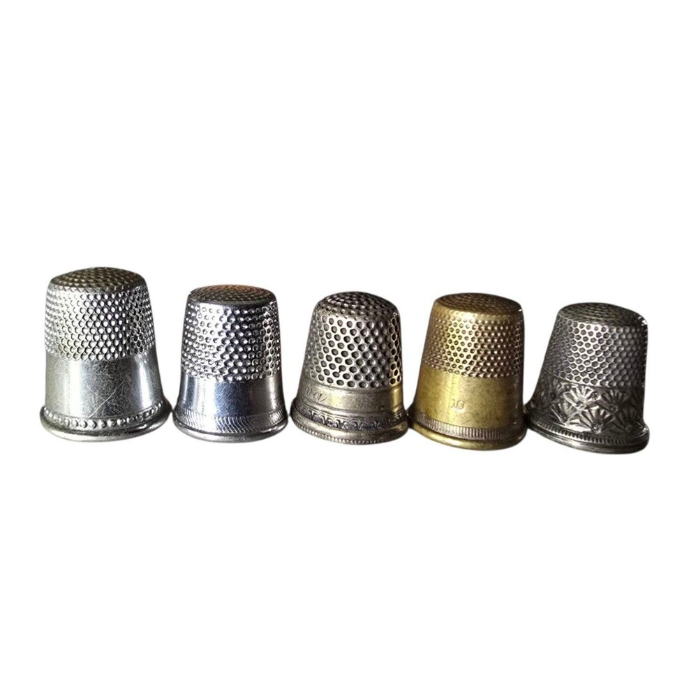Thimbles Set of 5 Different Sizes Some Old Couple Not Perfect Circles See Pics